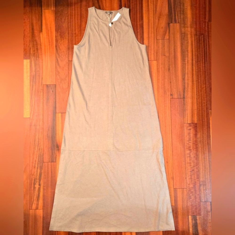 LillaP Tan Sleeveless Maxi Dress Women's S Boho Lagenlook Comfort Vacation
